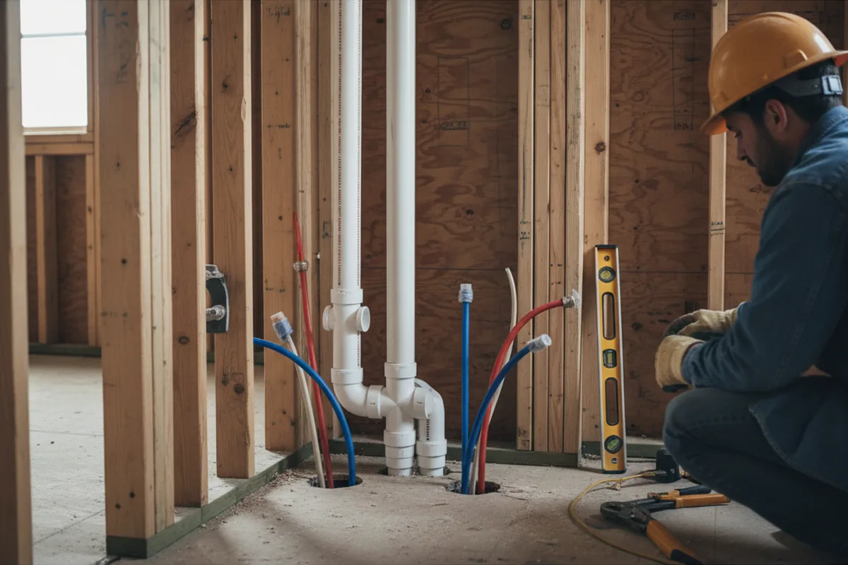 Drain and supply rough-in during Drain Cleaning in Claverack