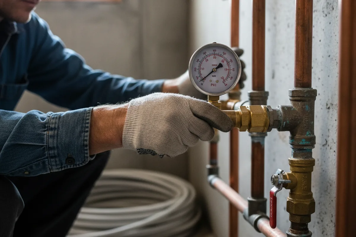 Pressure testing a repaired line during Water Line Repair in Claverack